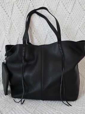 Rebecca Minkoff Black Pebbled Leather Shoulder Tote with Zip Pouch